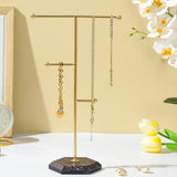 Maxbell T Bar Jewelry Stand Display Hanger Jewelry Display for Bracelet Rings Bangle Gold