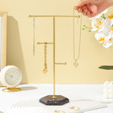 Maxbell T Bar Jewelry Stand Display Hanger Jewelry Display for Bracelet Rings Bangle Gold