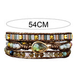 Women Ethnic PU Leather Wrap Bracelet Multi Layer Charm Unique Bead Bracelet Style A