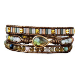 Women Ethnic PU Leather Wrap Bracelet Multi Layer Charm Unique Bead Bracelet Style A