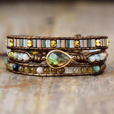 Women Ethnic PU Leather Wrap Bracelet Multi Layer Charm Unique Bead Bracelet Style A