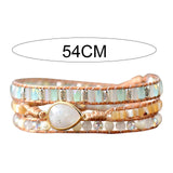 Women Ethnic PU Leather Wrap Bracelet Multi Layer Charm Unique Bead Bracelet Style B