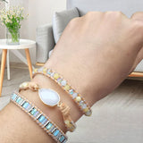 Women Ethnic PU Leather Wrap Bracelet Multi Layer Charm Unique Bead Bracelet Style B