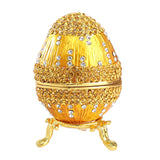 Egg Trinket Box Ornament Enameled Jewelry Box for Bracelets Charms Ear Studs Yellow