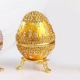 Egg Trinket Box Ornament Enameled Jewelry Box for Bracelets Charms Ear Studs Yellow