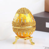 Egg Trinket Box Ornament Enameled Jewelry Box for Bracelets Charms Ear Studs Yellow