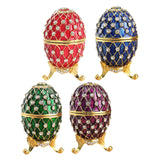 Easter Egg Shape Trinket Box Organizer Bracelets Enameled Hinged Trinket Box Red