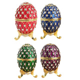 Easter Egg Shape Trinket Box Organizer Bracelets Enameled Hinged Trinket Box Red