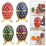 Easter Egg Shape Trinket Box Organizer Bracelets Enameled Hinged Trinket Box Red