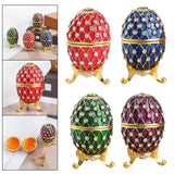 Easter Egg Shape Trinket Box Organizer Bracelets Enameled Hinged Trinket Box Red