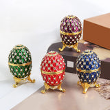 Easter Egg Shape Trinket Box Organizer Bracelets Enameled Hinged Trinket Box Red