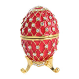 Easter Egg Shape Trinket Box Organizer Bracelets Enameled Hinged Trinket Box Red