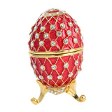 Easter Egg Shape Trinket Box Organizer Bracelets Enameled Hinged Trinket Box Red