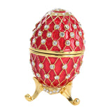 Easter Egg Shape Trinket Box Organizer Bracelets Enameled Hinged Trinket Box Red