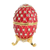 Easter Egg Shape Trinket Box Organizer Bracelets Enameled Hinged Trinket Box Red