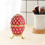 Easter Egg Shape Trinket Box Organizer Bracelets Enameled Hinged Trinket Box Red