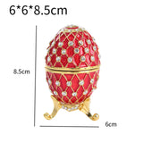 Easter Egg Shape Trinket Box Organizer Bracelets Enameled Hinged Trinket Box Red