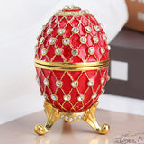 Easter Egg Shape Trinket Box Organizer Bracelets Enameled Hinged Trinket Box Red