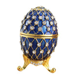 Easter Egg Shape Trinket Box Organizer Bracelets Enameled Hinged Trinket Box Blue