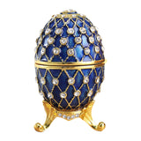 Easter Egg Shape Trinket Box Organizer Bracelets Enameled Hinged Trinket Box Blue