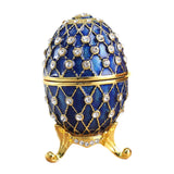 Easter Egg Shape Trinket Box Organizer Bracelets Enameled Hinged Trinket Box Blue