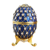 Easter Egg Shape Trinket Box Organizer Bracelets Enameled Hinged Trinket Box Blue