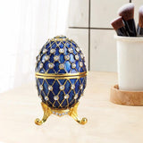 Easter Egg Shape Trinket Box Organizer Bracelets Enameled Hinged Trinket Box Blue