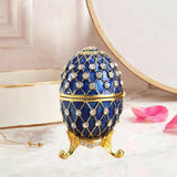 Easter Egg Shape Trinket Box Organizer Bracelets Enameled Hinged Trinket Box Blue