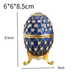 Easter Egg Shape Trinket Box Organizer Bracelets Enameled Hinged Trinket Box Blue