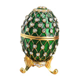 Easter Egg Shape Trinket Box Organizer Bracelets Enameled Hinged Trinket Box Green