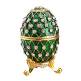 Easter Egg Shape Trinket Box Organizer Bracelets Enameled Hinged Trinket Box Green