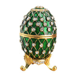 Easter Egg Shape Trinket Box Organizer Bracelets Enameled Hinged Trinket Box Green