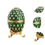 Easter Egg Shape Trinket Box Organizer Bracelets Enameled Hinged Trinket Box Green