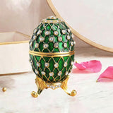 Easter Egg Shape Trinket Box Organizer Bracelets Enameled Hinged Trinket Box Green