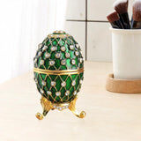 Easter Egg Shape Trinket Box Organizer Bracelets Enameled Hinged Trinket Box Green