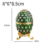 Easter Egg Shape Trinket Box Organizer Bracelets Enameled Hinged Trinket Box Green