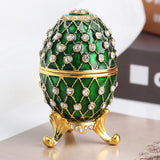 Easter Egg Shape Trinket Box Organizer Bracelets Enameled Hinged Trinket Box Green