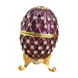 Easter Egg Shape Trinket Box Organizer Bracelets Enameled Hinged Trinket Box Purple