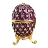 Easter Egg Shape Trinket Box Organizer Bracelets Enameled Hinged Trinket Box Purple