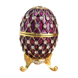 Easter Egg Shape Trinket Box Organizer Bracelets Enameled Hinged Trinket Box Purple