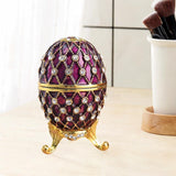 Easter Egg Shape Trinket Box Organizer Bracelets Enameled Hinged Trinket Box Purple