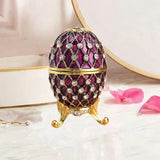 Easter Egg Shape Trinket Box Organizer Bracelets Enameled Hinged Trinket Box Purple