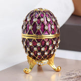 Easter Egg Shape Trinket Box Organizer Bracelets Enameled Hinged Trinket Box Purple