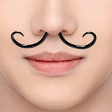 Maxbell Nose Ring Casual Mustache Septum Ring for Wedding Valentine's Day Engagement Black
