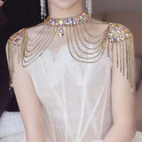 Maxbell Shoulder Body Chain Fashionable Shoulder Chain for Prom Wedding Summer Beach Gold Colorful