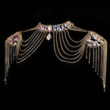 Maxbell Shoulder Body Chain Fashionable Shoulder Chain for Prom Wedding Summer Beach Gold Colorful