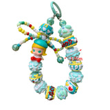 Maxbell Keyring Bracelet Beads Bag Pendant Wristlet Phone Charm Hanging Ornament Cyan
