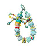 Maxbell Keyring Bracelet Beads Bag Pendant Wristlet Phone Charm Hanging Ornament Cyan