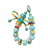Maxbell Keyring Bracelet Beads Bag Pendant Wristlet Phone Charm Hanging Ornament Cyan