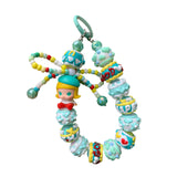 Maxbell Keyring Bracelet Beads Bag Pendant Wristlet Phone Charm Hanging Ornament Cyan